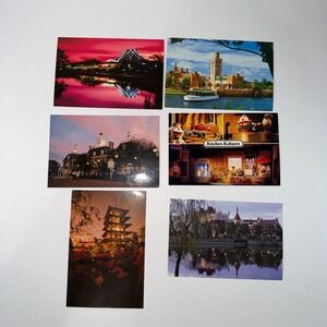 Epcot Center 1982 Lot of  6 Postcards Disney World Chrome The Land Pavilion